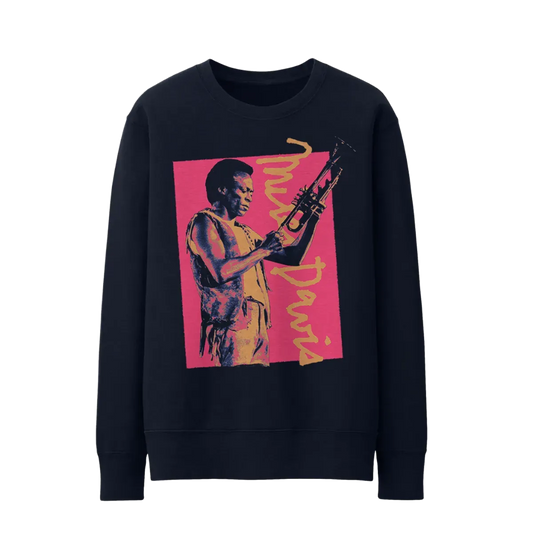 Miles Davis Pink Photograph Navy Crewneck